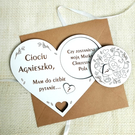 Zestaw  prośba o zostanie matką ojcem chrzestnym  w kopercie kraftowej